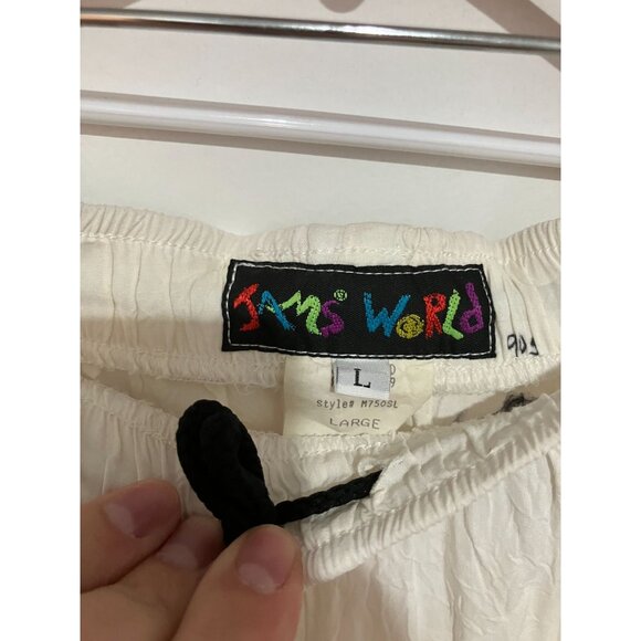 Jams World Women's Vintage Beach Pants, White, Size Large - Picture 5 of 5